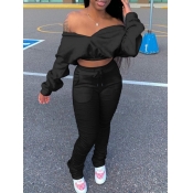 LW Off The Shoulder Ruched Drawstring Pants Set