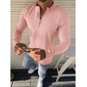 lovely Casual Zipper Design Cameo Brown Shirt