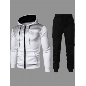 LW Men Hooded Collar Kangaroo Pocket Tracksuit Set