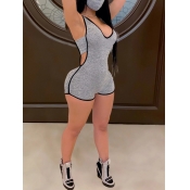 lovely Sportswear Hollow-out Grey One-piece Romper