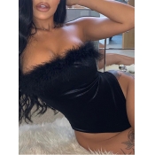 LW SXY Dew Shoulder Black Bodysuit