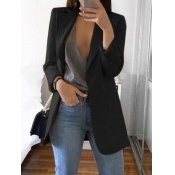 Lovely Casual Turndown Collar Basic Black Blazer