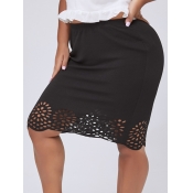 lovely Trendy Patchwork Black Plus Size Skirt