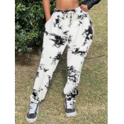 Lovely Street Tie-dye Black And White Pants