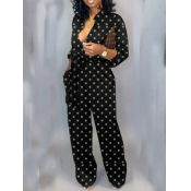 LW Dot Print Wide Leg Jumpsuit
