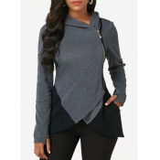 Lovely Casual Hooded Collar Zipper Design Patchwor