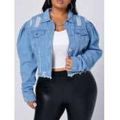 Lovely Plus Size Street Turndown Collar Buttons De