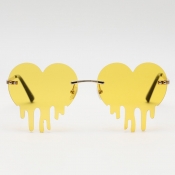 lovely Stylish Heart Asymmetrical Yellow Sunglasse