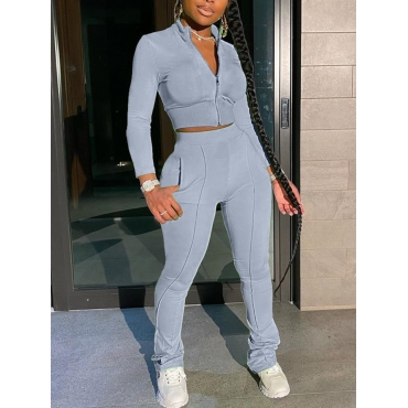 

LW Zipper Pocket Design Tracksuit Set, Grey