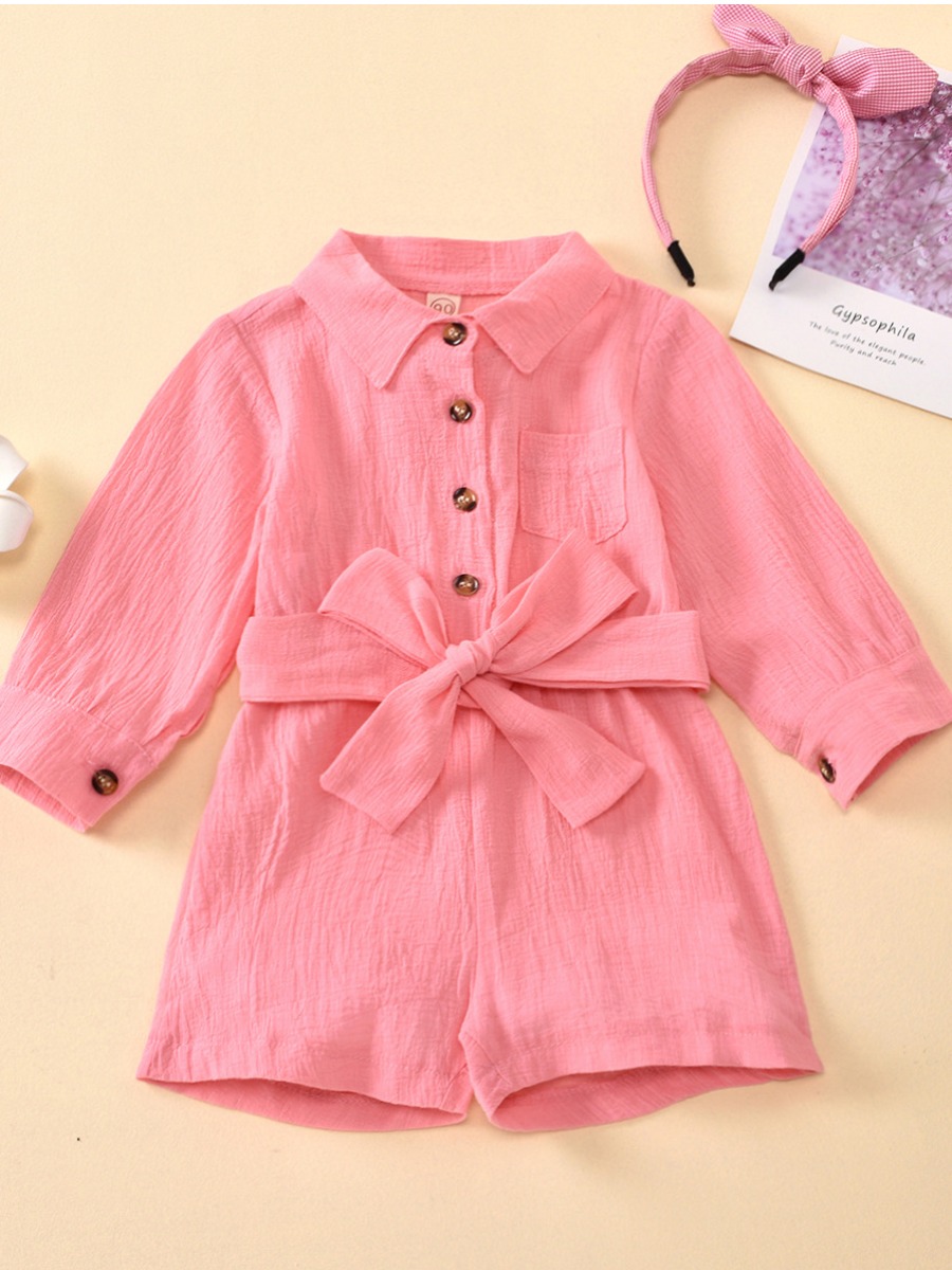 

lovely Leisure Buttons Design Pink Girl One-piece Romper