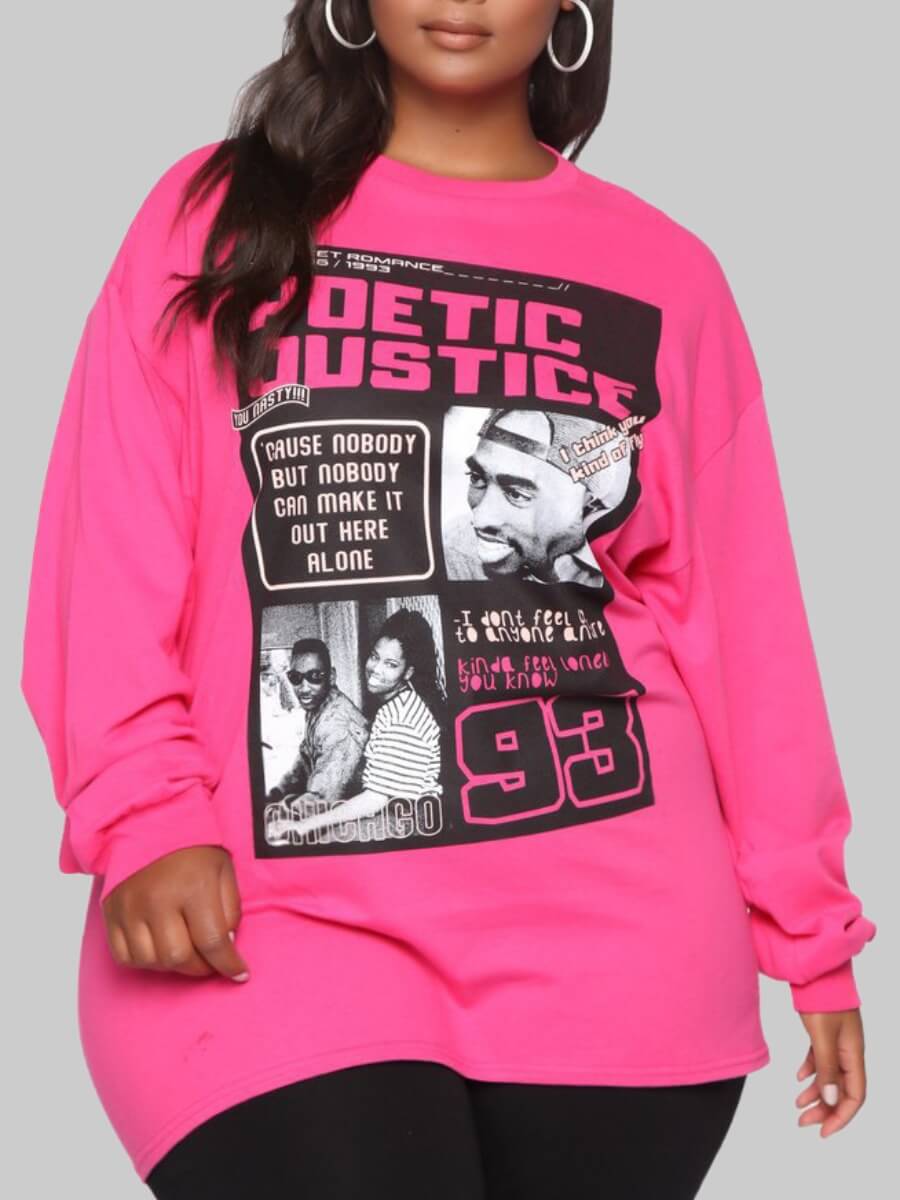 

Lovely Sportswear O Neck Print Red Plus Size Hoodie