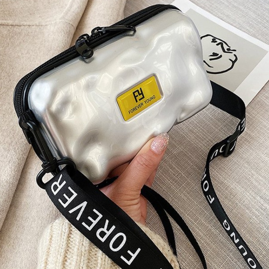 

lovely Stylish Letter Silver Crossbody Bag