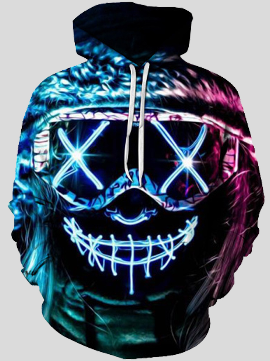 

lovely Leisure Hooded Collar Print Multicolor Men Hoodie, Multi