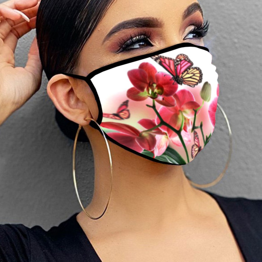 

Lovely Plants Print White Face Mask