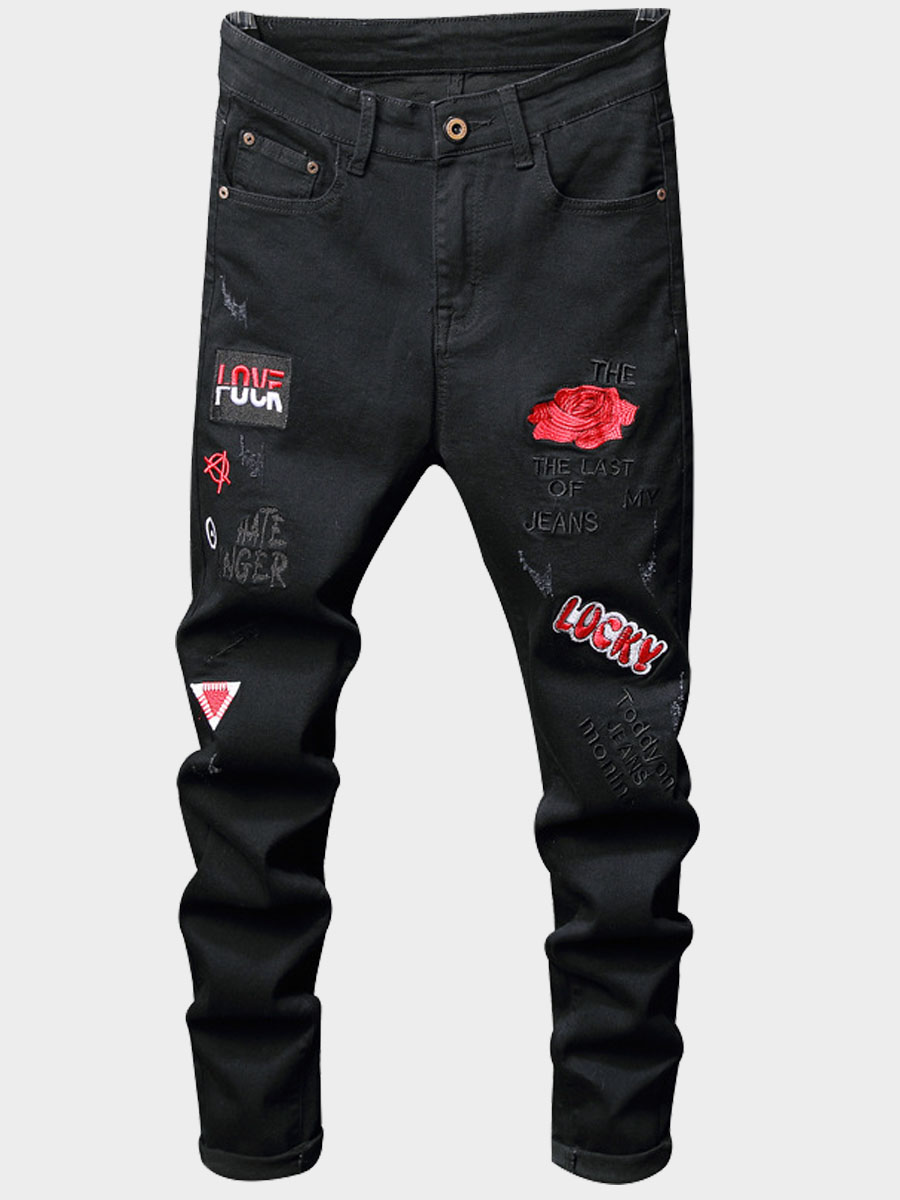 Lovely Trendy Print Black Men Jeans