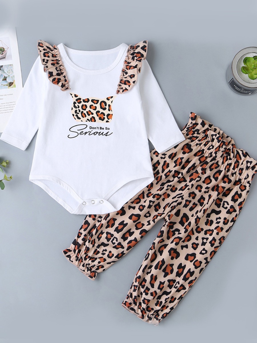 

lovely Casual O Neck Print White Girl Two-piece Pants Set