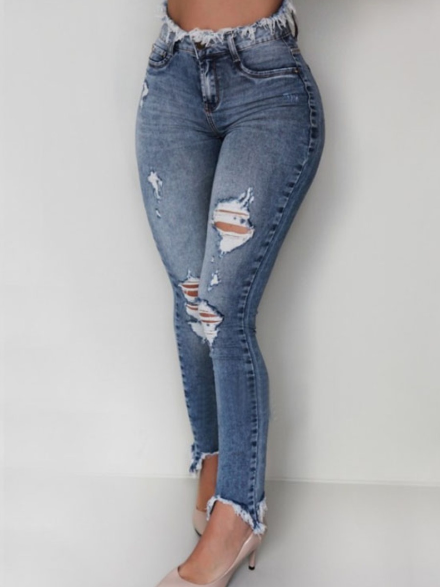 

lovely Casual Broken Holes Blue Jeans