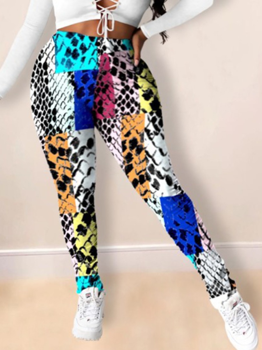 

lovely Casual Print Multicolor Plus Size Pants, Multi