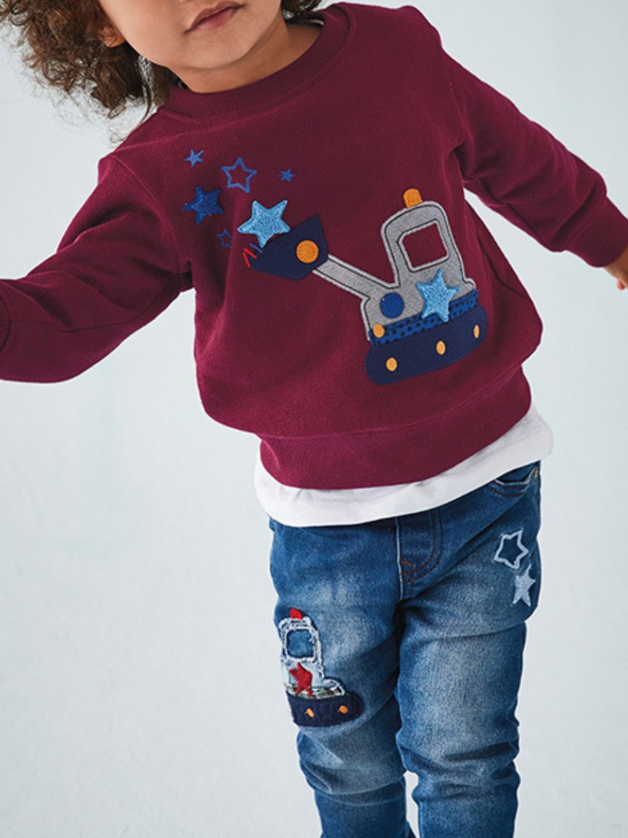 

lovely Leisure O Neck Cartoon Print Wine Red Girl Hoodie