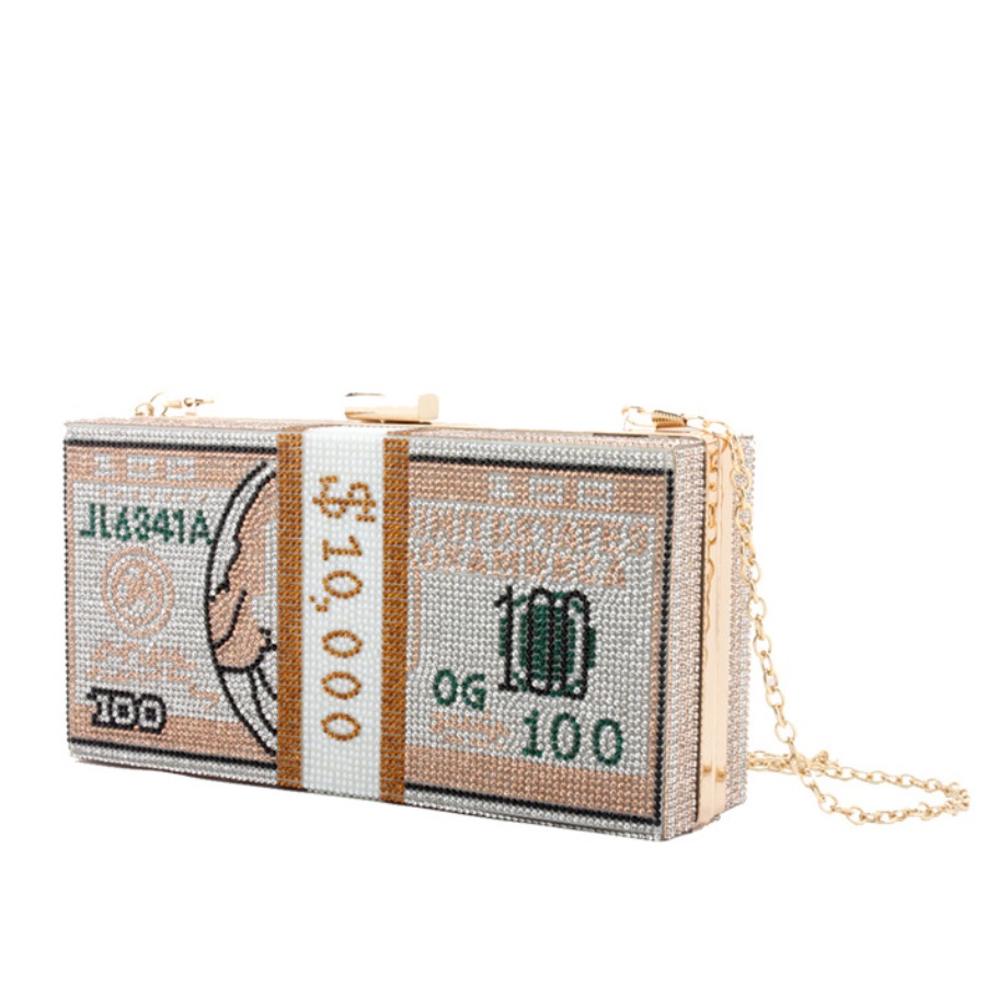 

Lovely Stylish Chain Strap Champagne Crossbody Bag