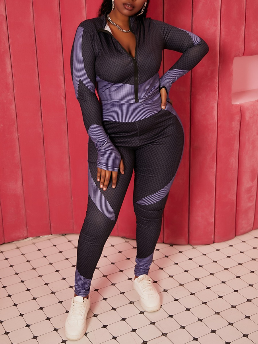 

lovely Leisure Zipper Design Patchwork Grey Two Piece Pants Set