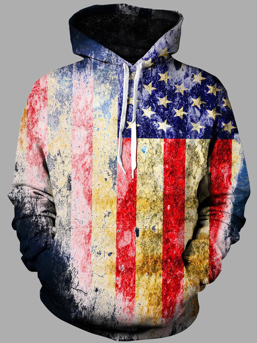 

lovely Street Hooded Collar Print Multicolor Men Hoodie, Multi