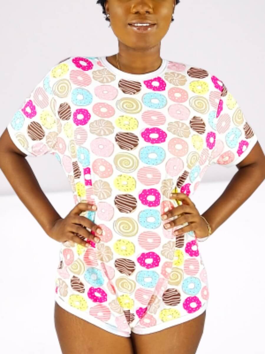 

Lovely Casual O Neck Dot Print White Sleepwear