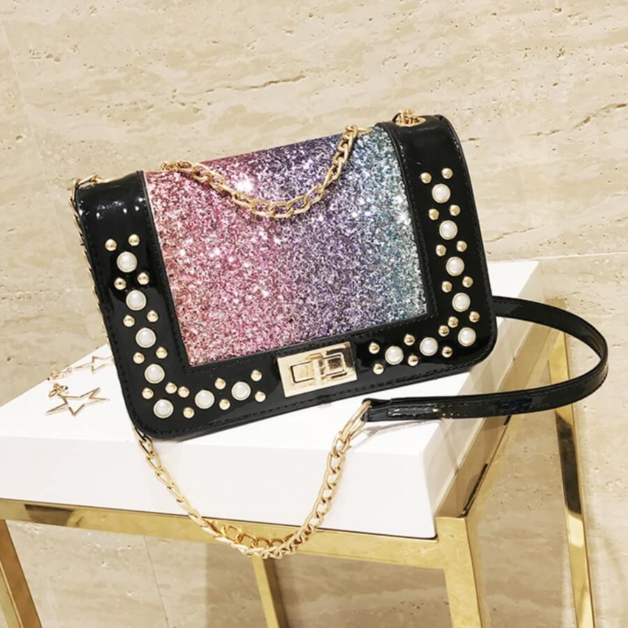 

LW Trendy Chain Strap Multicolor Crossbody Bags, Multi