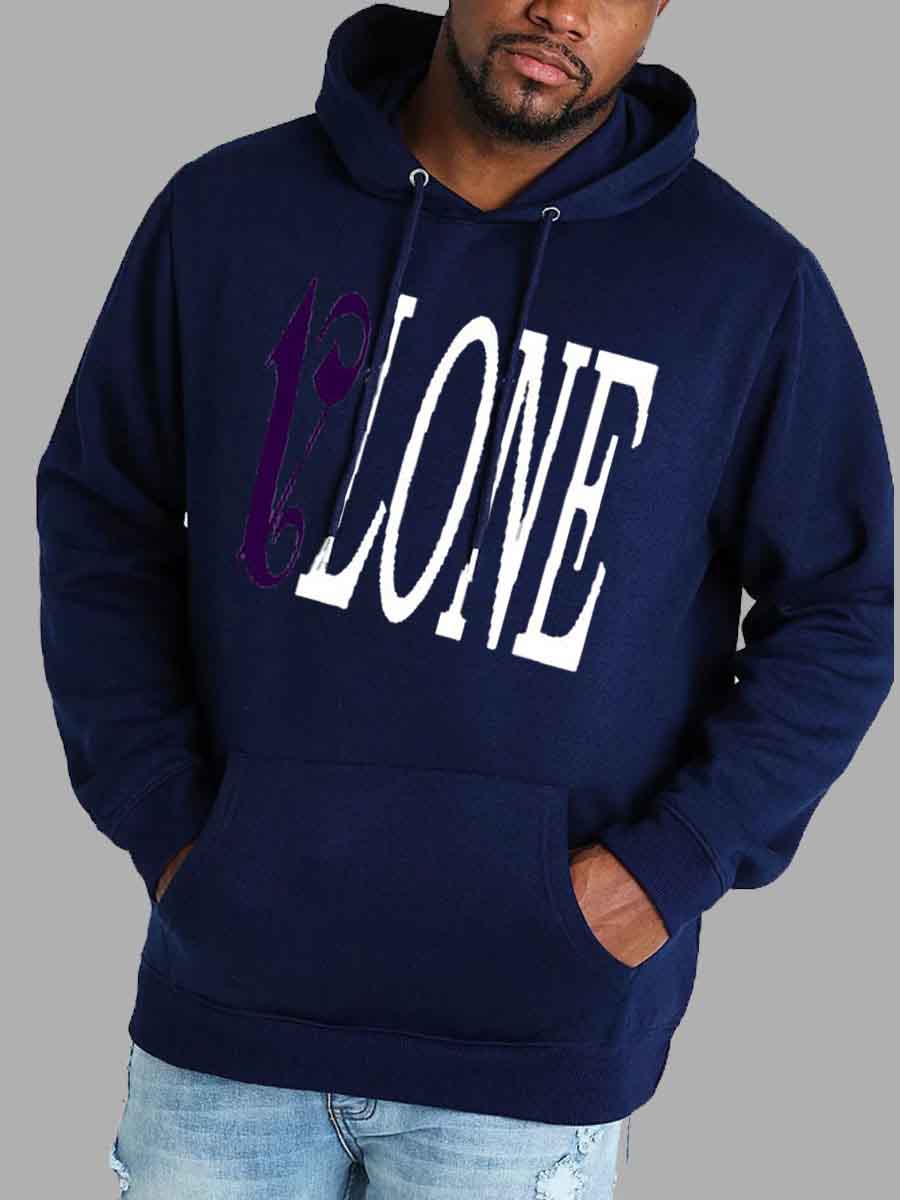 

Lovely Casual Hooded Collar Letter Print Navy Blue Men Hoodie