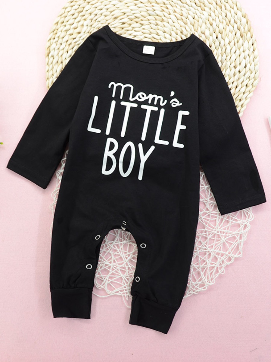 

lovely Casual O Neck Letter Print Black Boy One-piece Jumpsuit