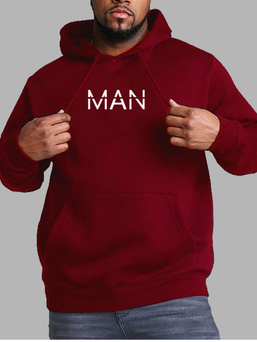 

lovely Casual Hooded Collar Letter Wine Red Men Hoodie
