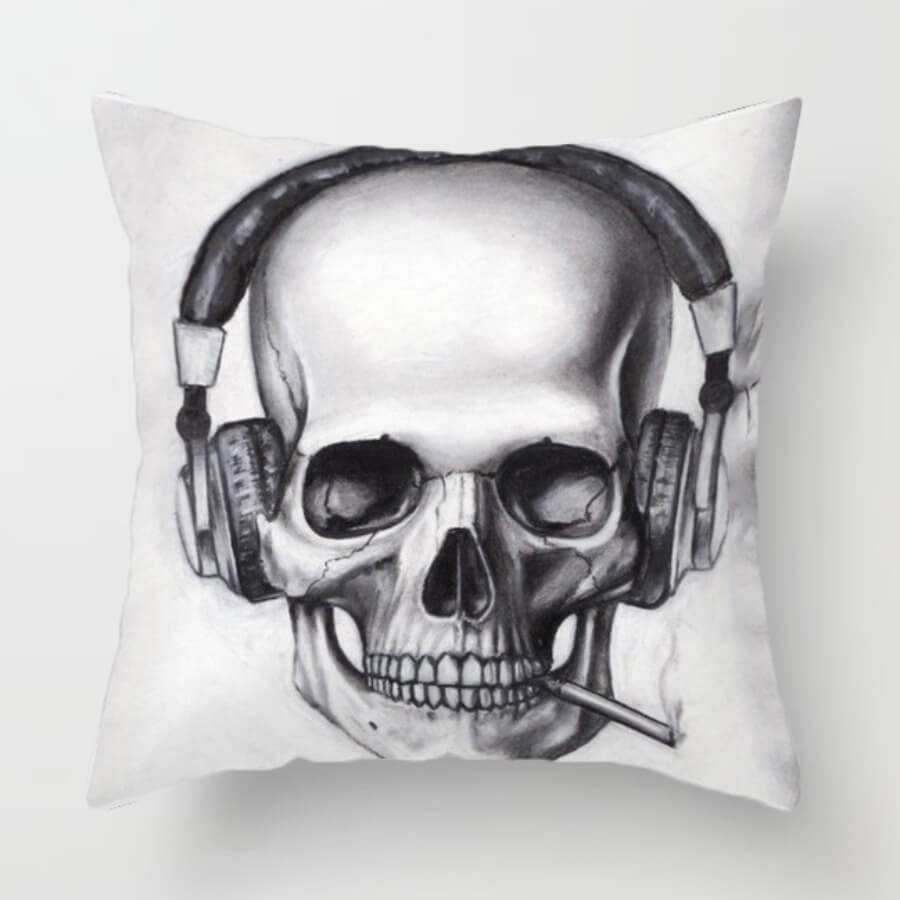 

Lovely Chic Skull Print Grey Black Decorative Pillow Case