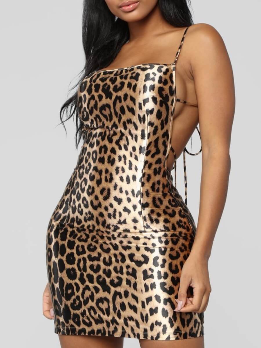 Ebony in leopard dress