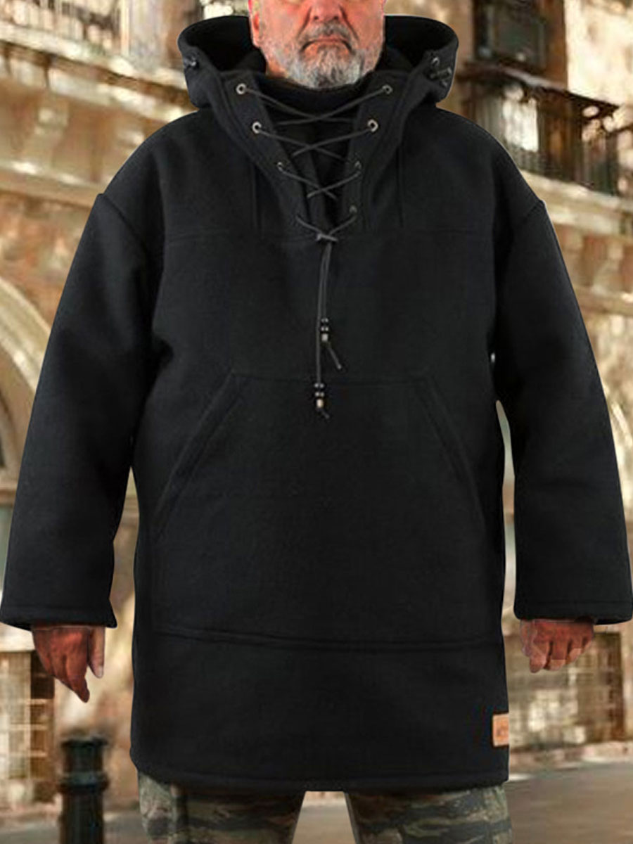 

lovely Stylish Hooded Collar Bandage Design Black Men Hoodie