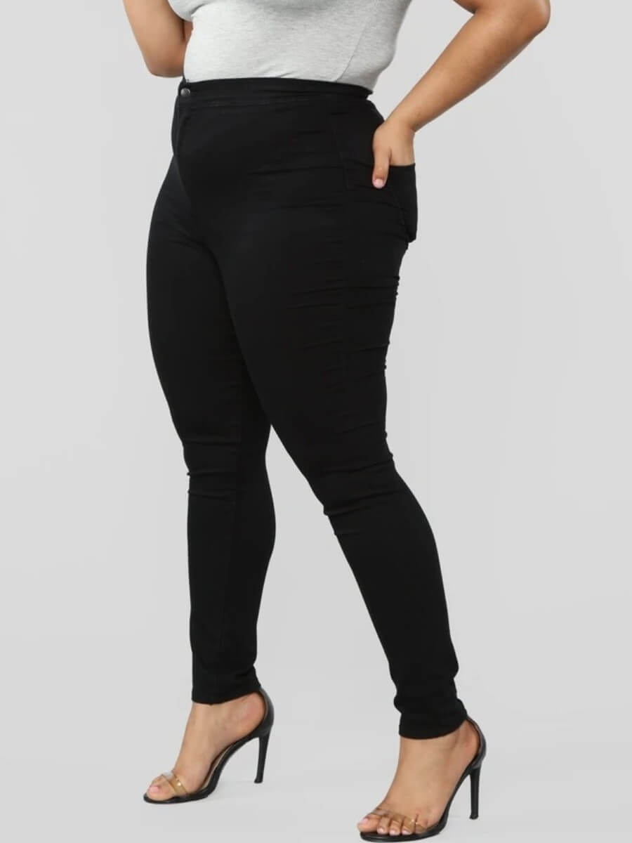 Lovely Casual Basic Skinny Black Plus Size Jeans