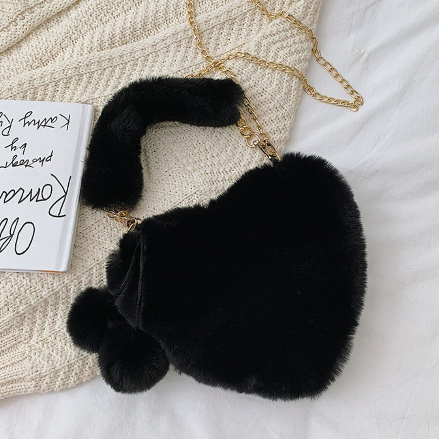 

Lovely Trendy Heart Chain Strap Black Crossbody Bag