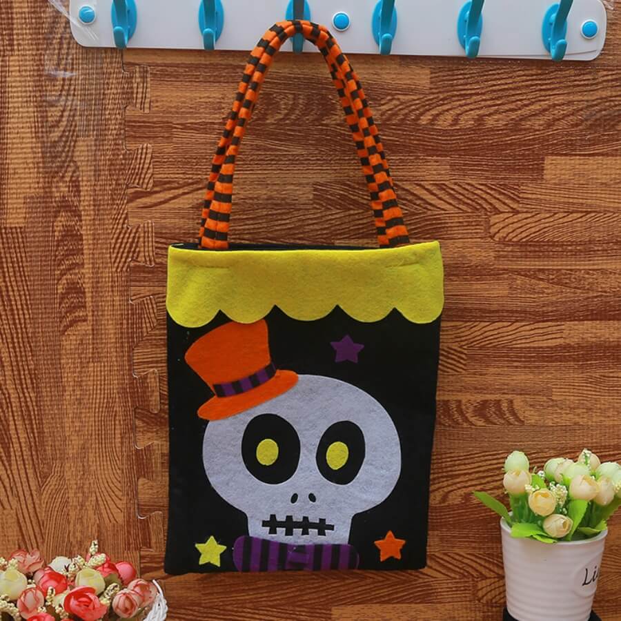 

Lovely Chic Skull Print Patchwork Black Gift Bag