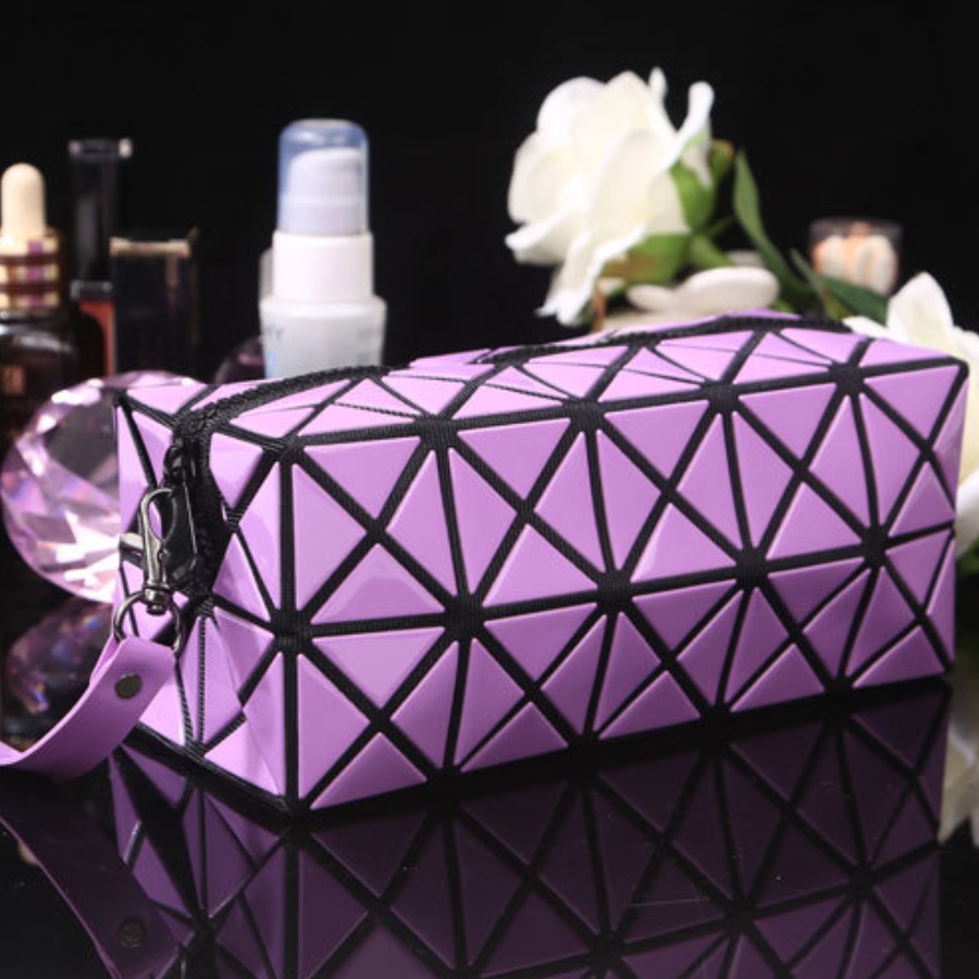 

lovely Trendy Zipper Design Purple Makeup Bags