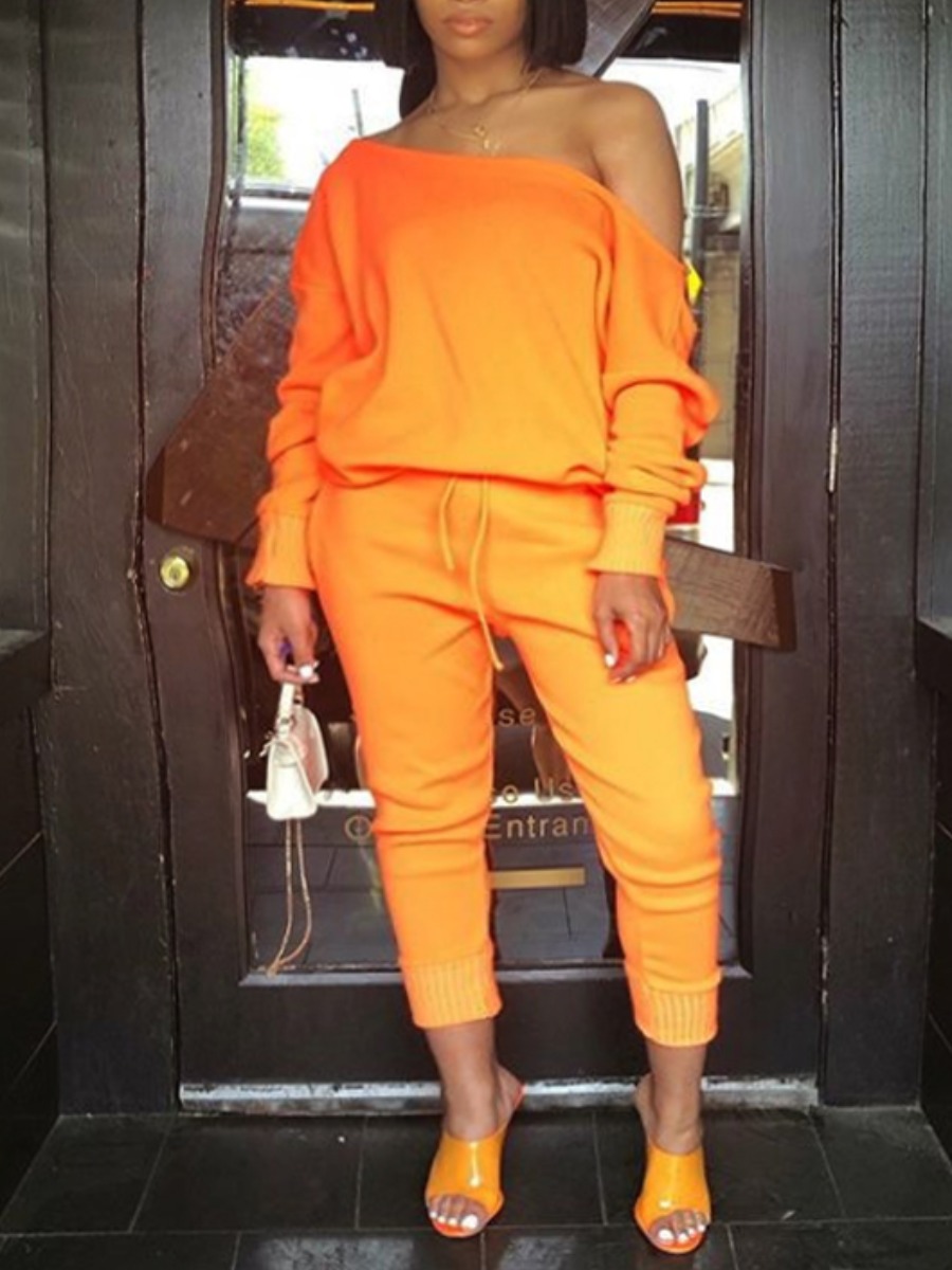 

lovely Sportswear Basic Lace-up Croci Two Piece Pants Set