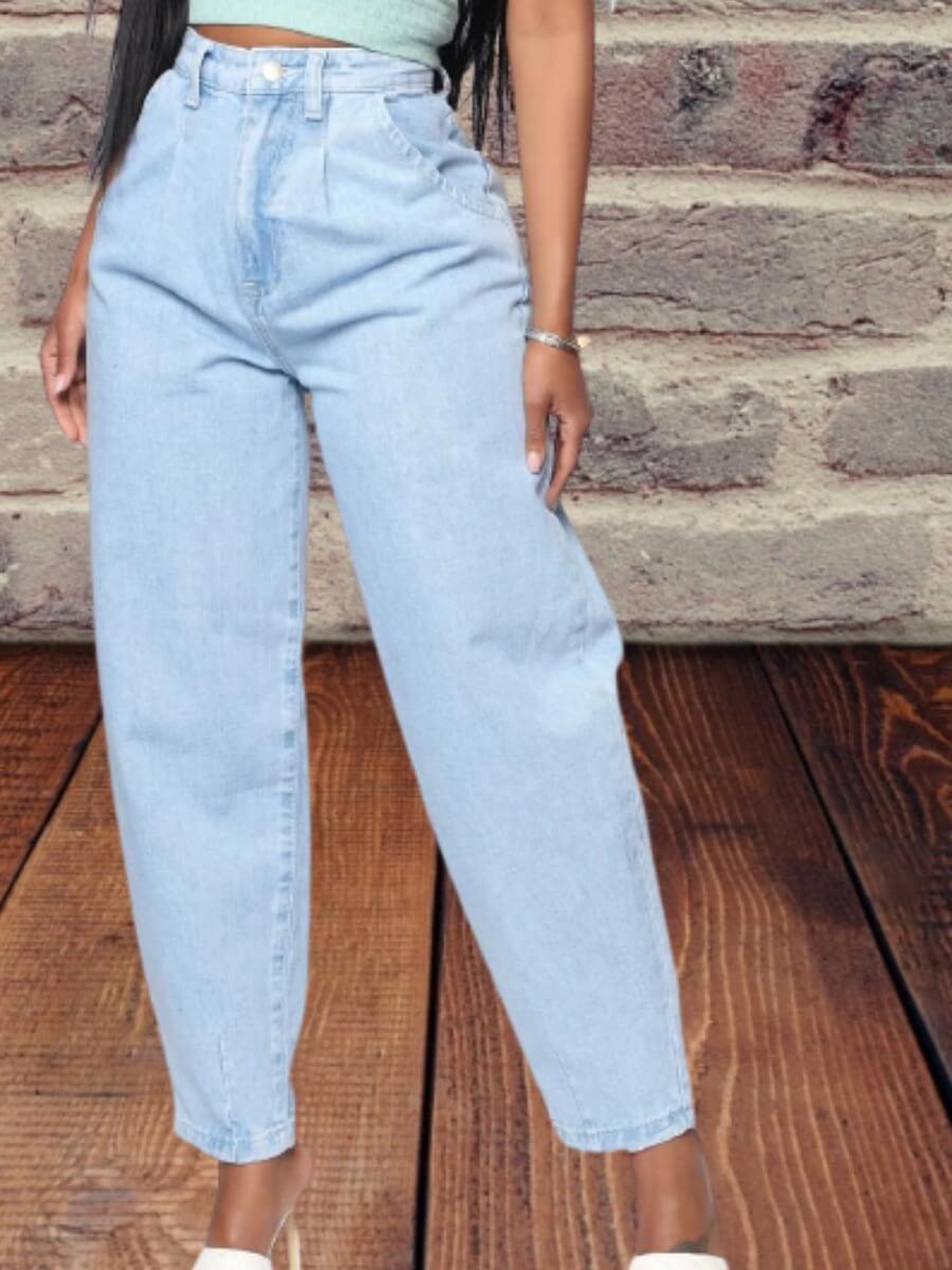 

Lovely Casual Basic Loose Baby Blue Jeans