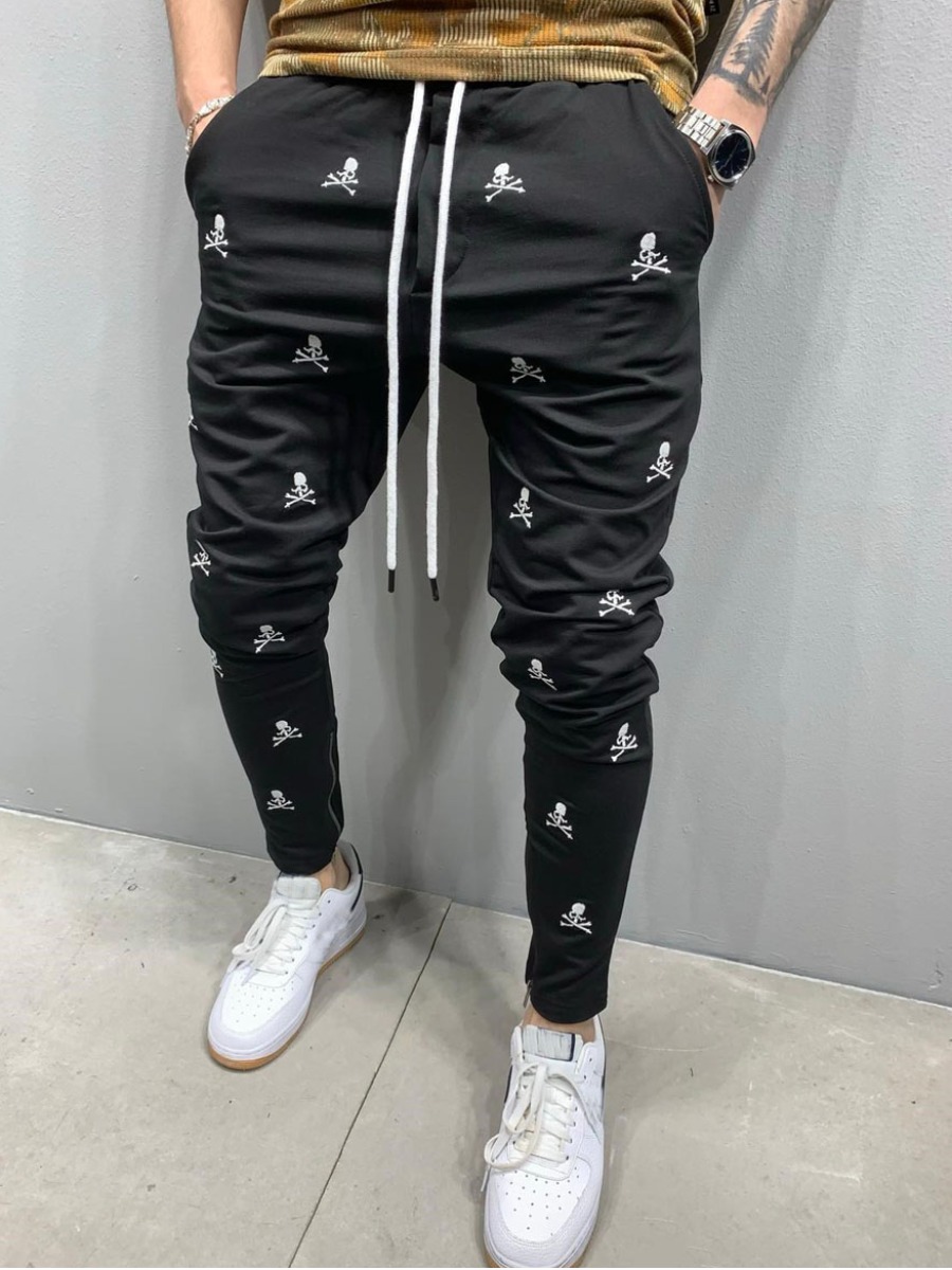 

lovely Casual Print Black Men Pants