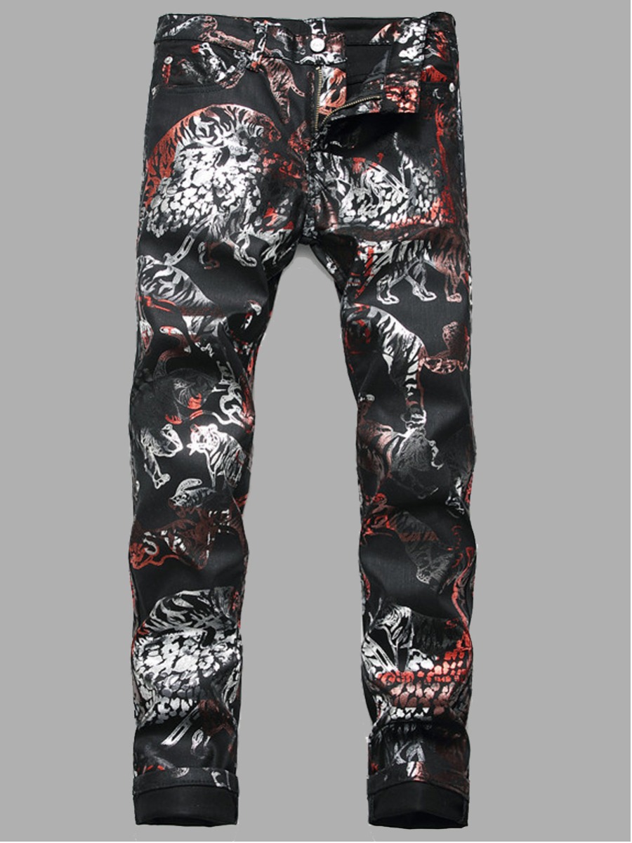 

lovely Street Print Black Men Jeans