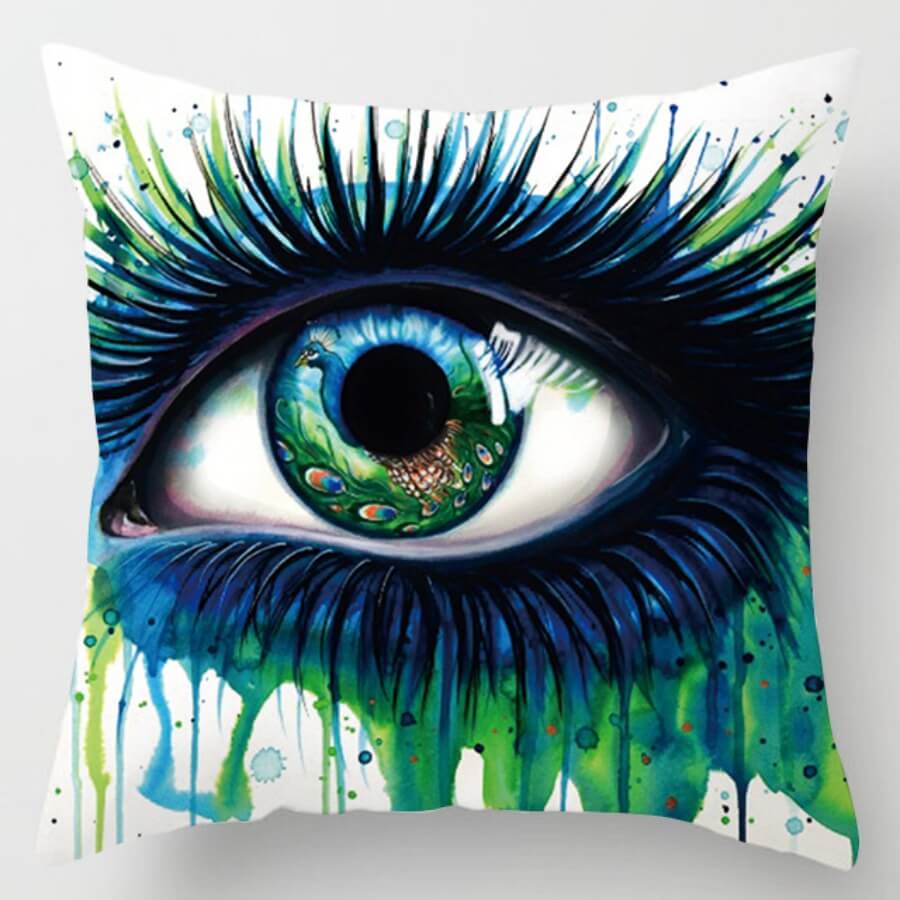 

Lovely Trendy Eye Print Green Decorative Pillow Case