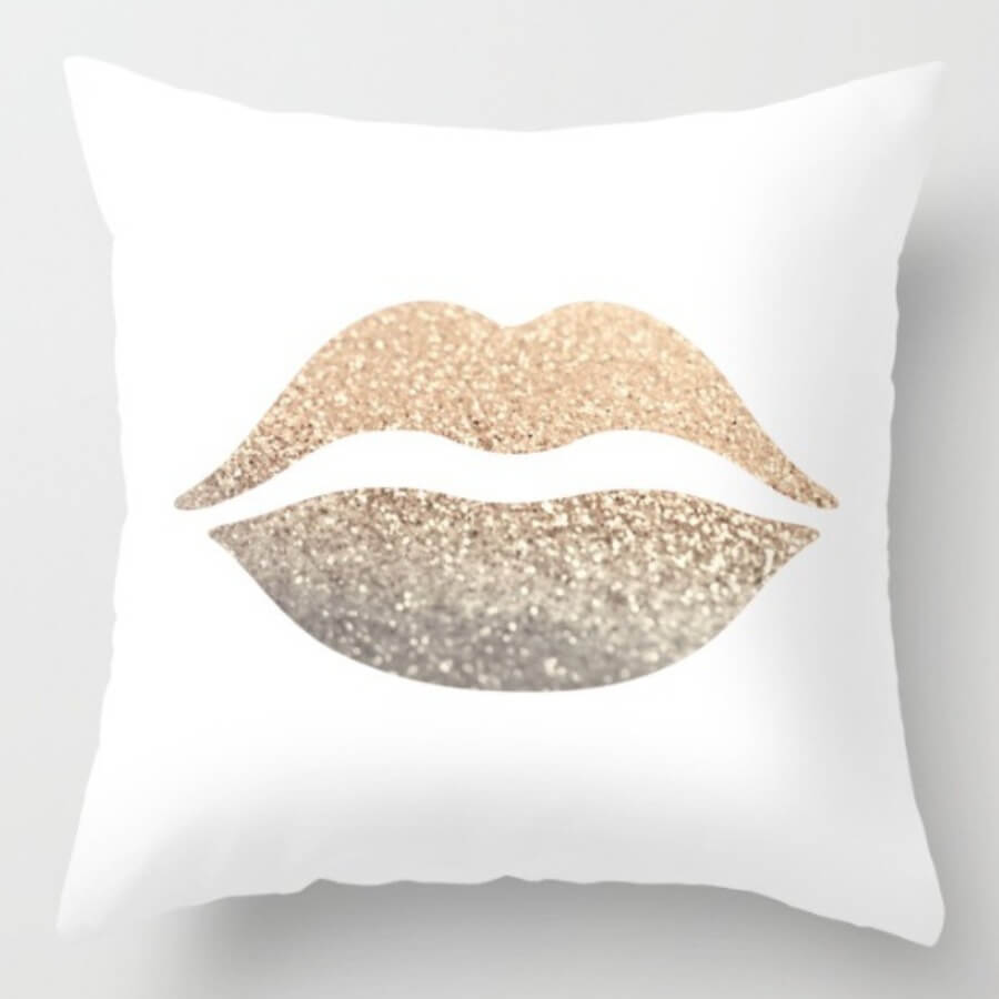 

Lovely Chic Lip Print White Decorative Pillow Case