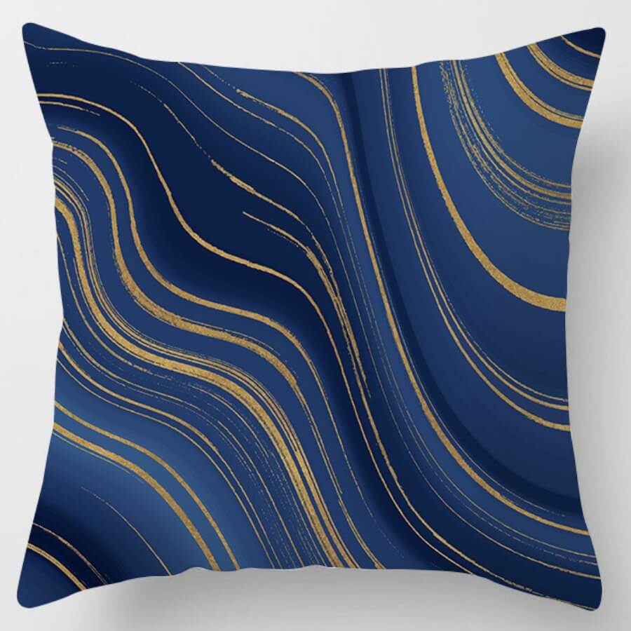 

Lovely Stylish Striped Print Navy Blue Decorative Pillow Case