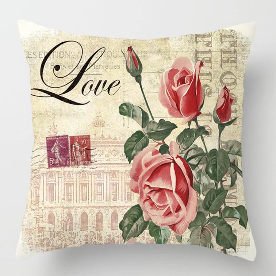 lovely Chic Print Pink Decorative Pillow Case