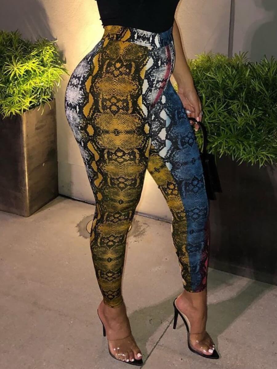 lovely Street Snakeskin Print Red Pants