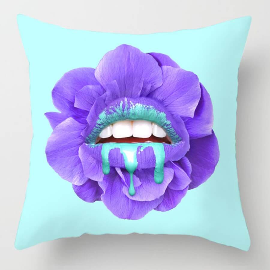 

Lovely Stylish Lip Print Purple Decorative Pillow Case