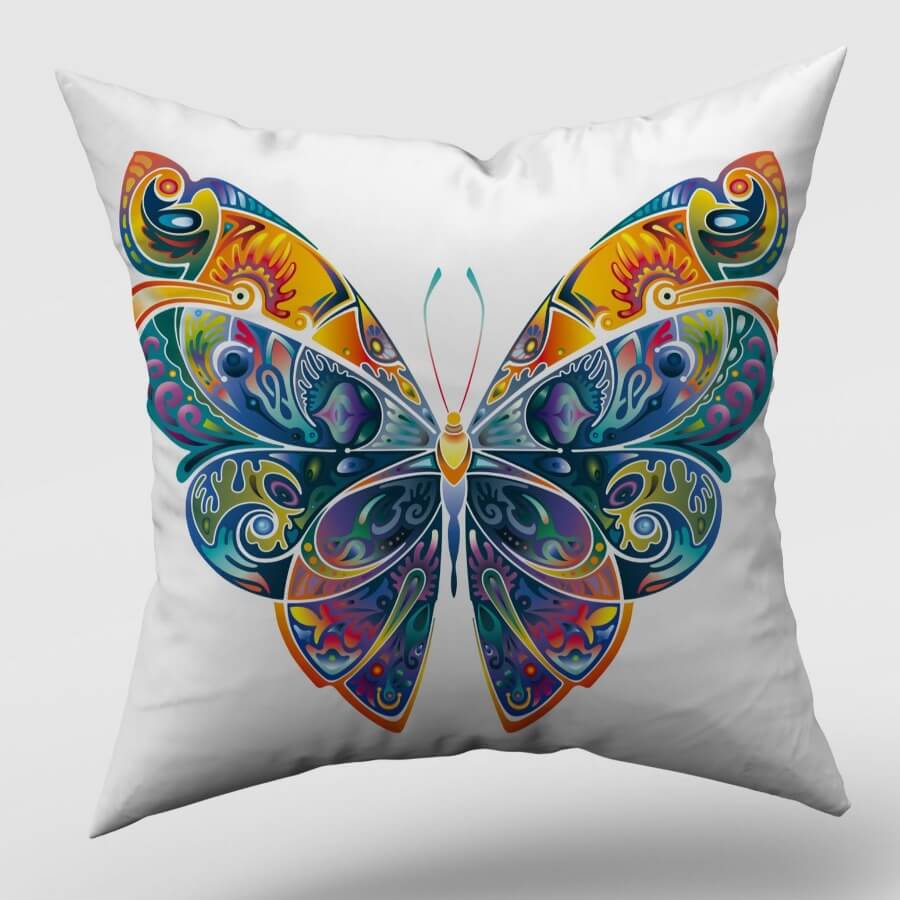 

Lovely Chic Butterfly Print Multicolor Decorative Pillow Case, Multi