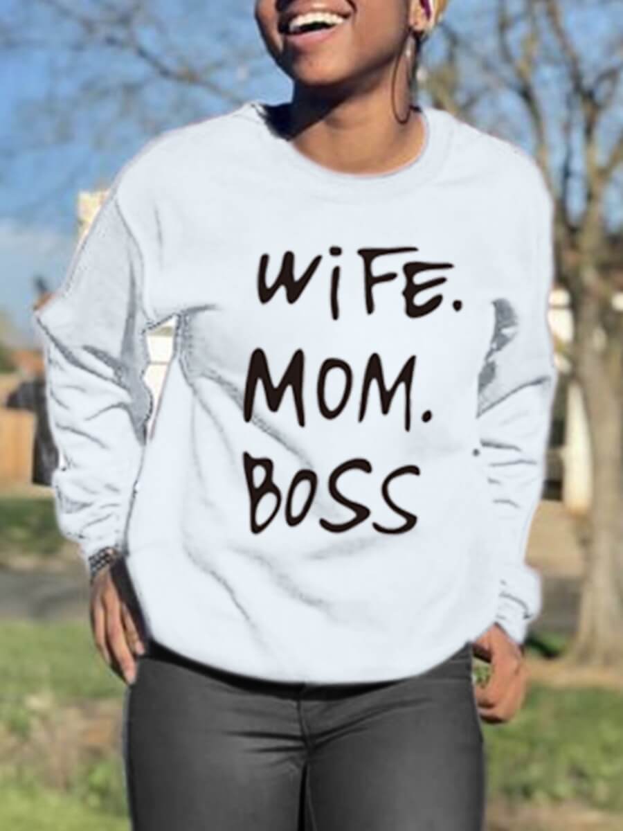 lovely Casual O Neck Letter Print White Hoodie